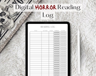 HORROR Registro de lectura digital / Página del diario del planificador de lectura / GoodNotes / Descarga instantánea PDF / Tracker / Planificador mínimo