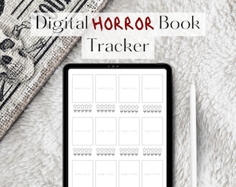 HORROR Digital Book Tracker / Página del diario del planificador de lectura / GoodNotes / Descarga instantánea de PDF / Registro de lectura / Revisión mínima de la portada del libro