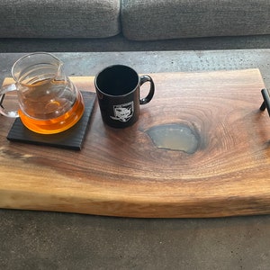 Live Edge Walnut Serving Tray with Resin fill