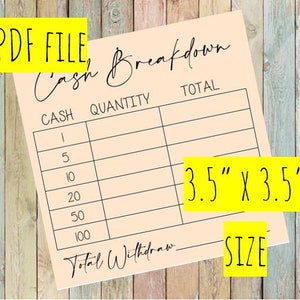 Cash Breakdown Cards || Teller Slips || Cash Budget