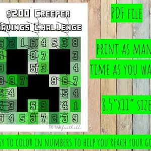 Creeper Savings Challenge: Cash Stuffing Printable (PDF Download)