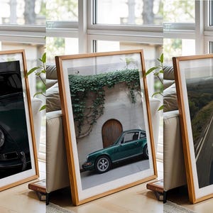 Pósteres vintage del Porsche 911 (juego de 3), diseño clásico retro californiano de los años 70, Porsche Wall Art, póster de F1, Porsche verde esmeralda.