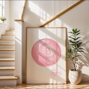 Classic 8 Ball Print pink, How Lucky Are We, Retro Poster