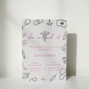 Nurse Graduate Invitation, Template Canva, Digital Download, Class of 2025, RN Grad, Registered Nurse Graduation, Medical Nurse Party