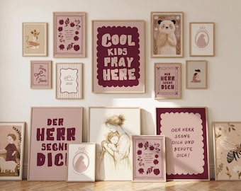 Christian Poster Set | Children's Posters with Bible Motifs | Nursery Decor | Digital Download