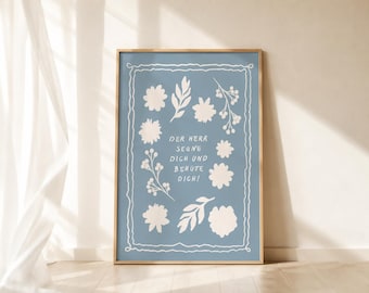 Christian children's poster "Blessing" - Customizable - Floral poster for the children's room | Bible verse wall art | Christian decoration