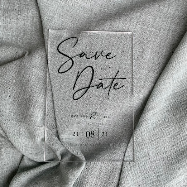 Einladung | Karte aus Acrylglas Hochzeit | Save the Date | Hochzeitseinladung | Einladungskarte | elegant | schlicht | Ehe | Plexiglas