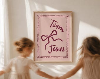 Christian children's poster "Team Jesus" – Beautiful poster for the children's room | Bible verse wall art | Christian decoration