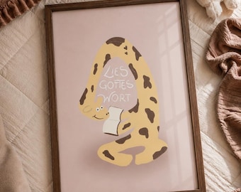 Christian children's poster "Read God's Word" – Giraffe poster for the children's room | Bible verse wall art | Christian decor