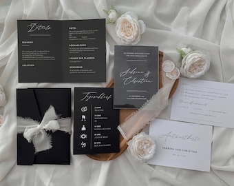 Wedding invitation | Set | Acrylic glass | Folding card | Reply card | Wedding invitation | Paper card | Invitation card | Individual | Plexiglass