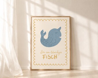 Christian children's poster "Be a lively fish" – Cool poster for the children's room | Bible verse wall art | Christian decoration