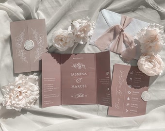 Wedding invitation | Set | Acrylic glass | Folding card | Reply card | Wedding invitation | Paper card | Invitation card | Individual | Plexiglass