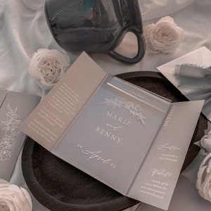 Wedding invitation window fold | Set of paper cards and acrylic glass | Wedding invitation | Invitation card | Individual | Plexiglass | Altarpiece