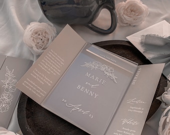 Wedding invitation window fold | Set paper card and acrylic glass | Wedding invitation | Invitation card | Individual | Plexiglass | Altar fold