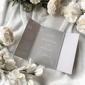 Hochzeit Einladung Fensterfalz | Set Papierkarte und Acrylglas | Hochzeitseinladung | Einladungskarte | Individuell | Plexiglas | Altarfalz