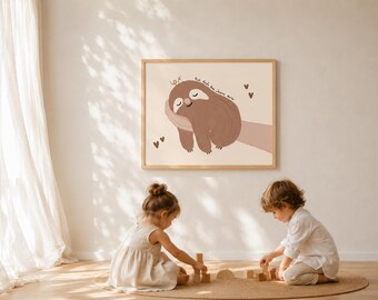 Christian Children's Poster Sloth | Rest in Jesus | Children's Room Poster | Bible Verse Baby Room | Christening Gift | Digital Download