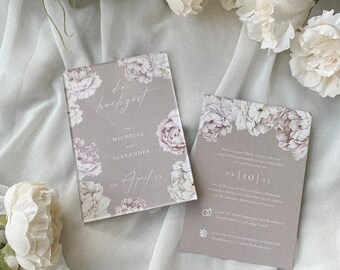 Wedding invitation - set paper card and acrylic glass | Acrylic Din A6 | pink roses wedding invitation | invitation card | individual | plexiglass