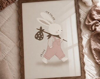 Christian children's poster "I follow Jesus" – Beautiful poster for the children's room | Bible verse wall art | Christian decoration