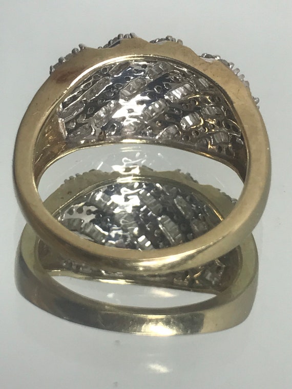 Diamond cluster ring solid yellow and white gold … - image 10