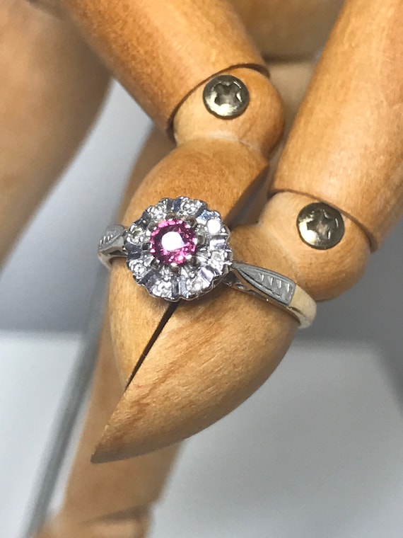 18ct solid gold diamond natural real ruby ring si… - image 1