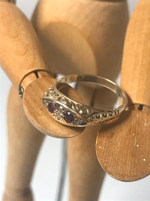 1979 9ct solid gold Sheffield ruby size N solid g… - image 3