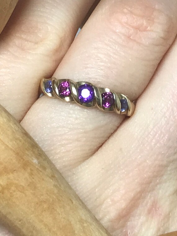 9ct solid gold vintage ring pink purple rubellite