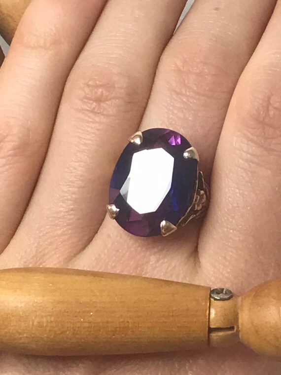 Alexandrite ring 9ct solid gold engagement ring v… - image 1