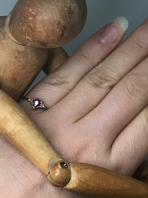 Ruby and Diamond engagement ring solid gold vinta… - image 8