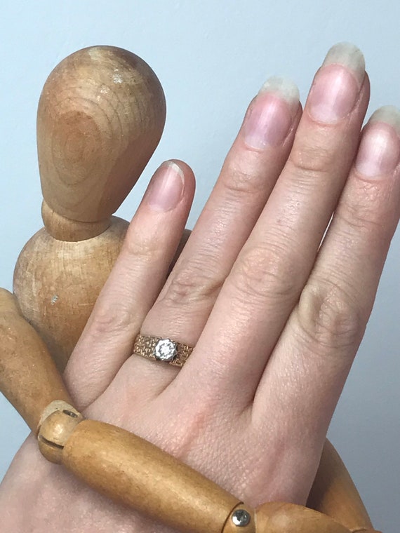 diamond solitaire ring solid gold vintage solitai… - image 8