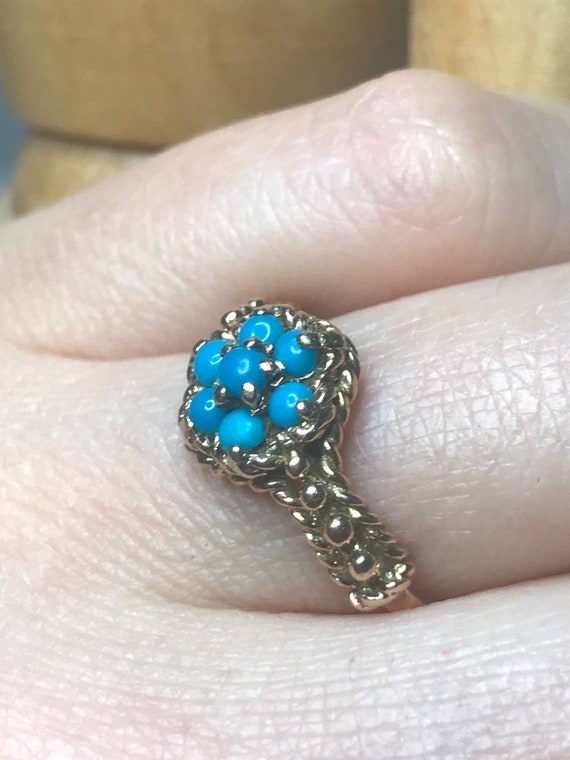 1973 9ct solid gold turquoise ring 9ct Birmingham… - image 4