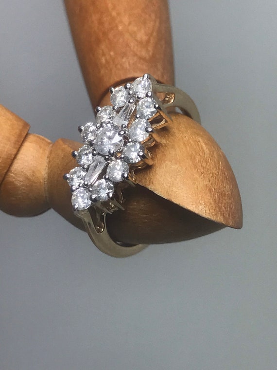 1ct Diamond cluster ring solid gold yellow gold V… - image 8