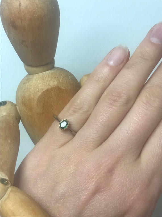 18ct emerald ring solid white yellow gold vintage… - image 6