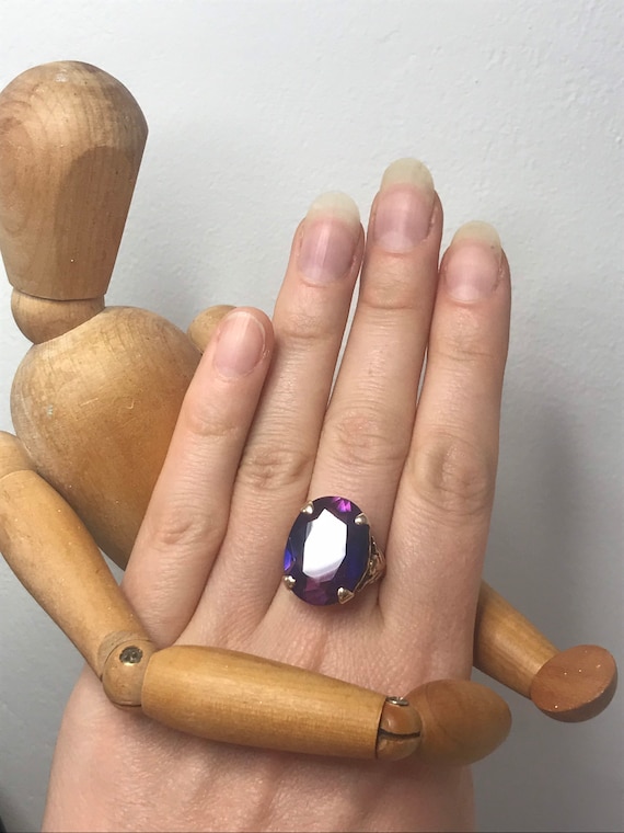 Alexandrite ring 9ct solid gold engagement ring v… - image 4