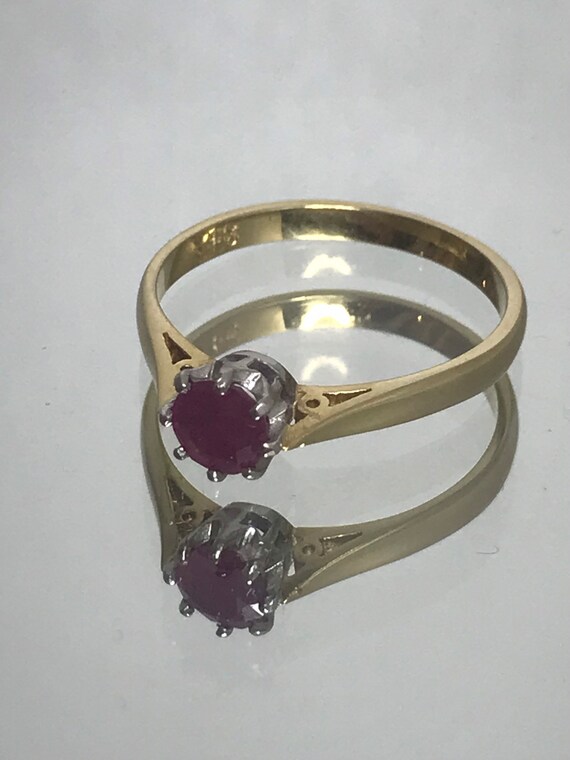 Ruby solitaire engagement ring 18ct solid gold vi… - image 6
