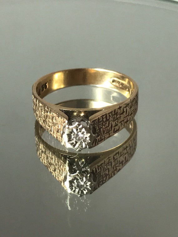 diamond solitaire ring solid gold vintage solitai… - image 2
