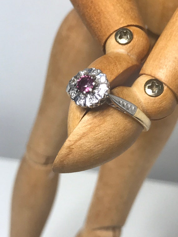 18ct solid gold diamond natural real ruby ring si… - image 4