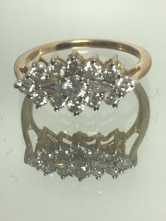1ct Diamond cluster ring solid gold yellow gold V… - image 7