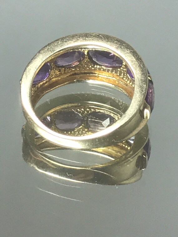 9ct solid gold vintage ring big statement purple … - image 9