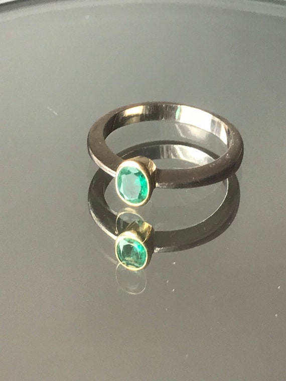 18ct emerald ring solid white yellow gold vintage… - image 1
