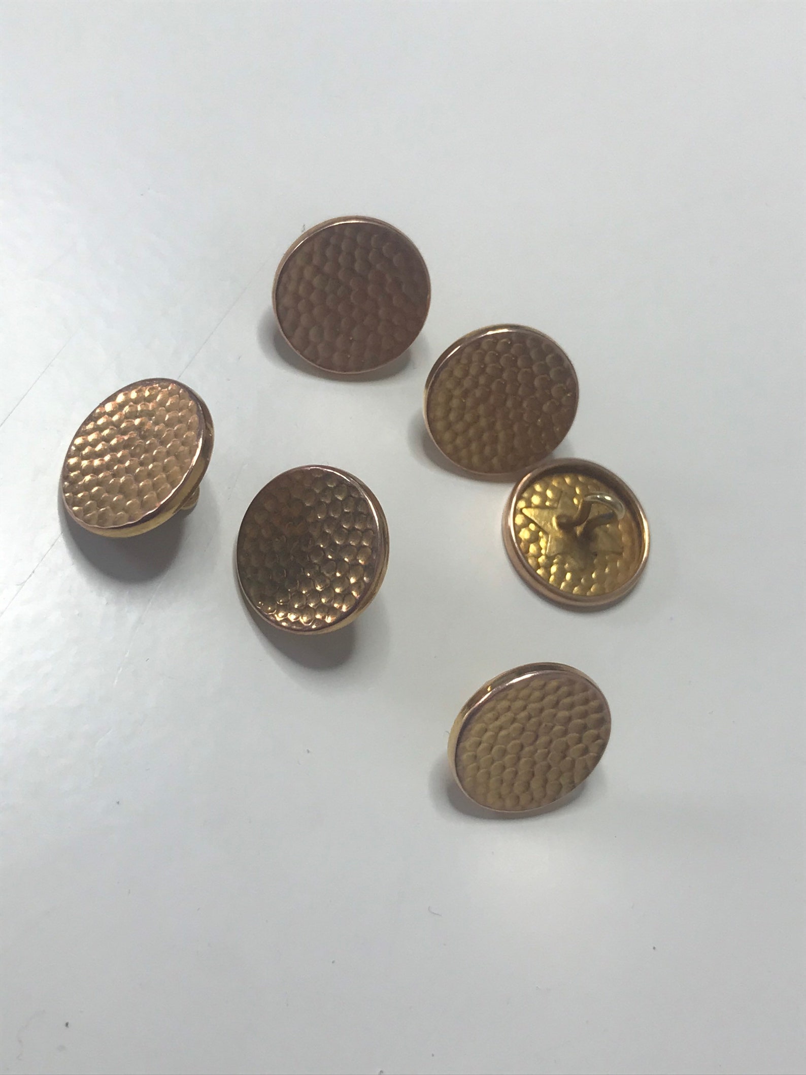 9ct Vintage 6 Antique Solid Gold Button Collection Brass Blazer Buttons