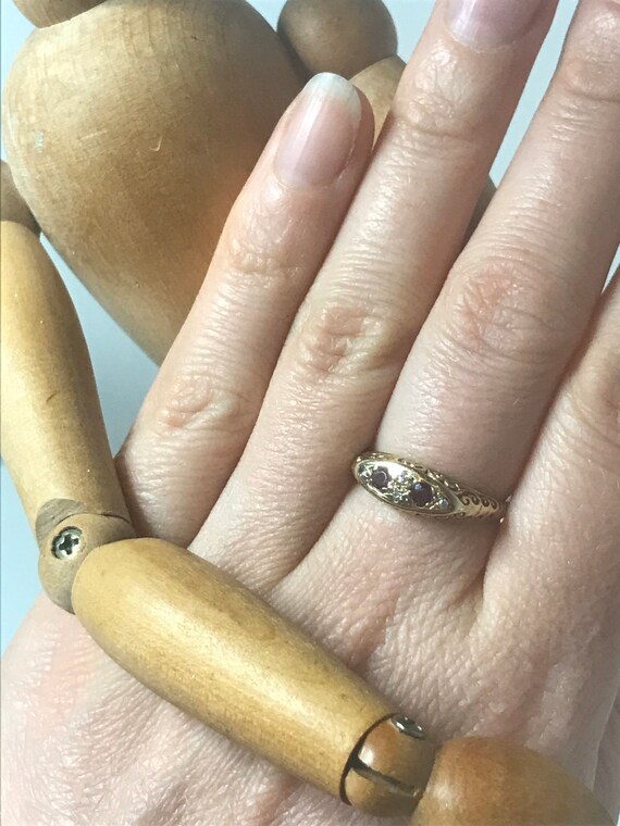 1979 9ct solid gold Sheffield ruby size N solid g… - image 6