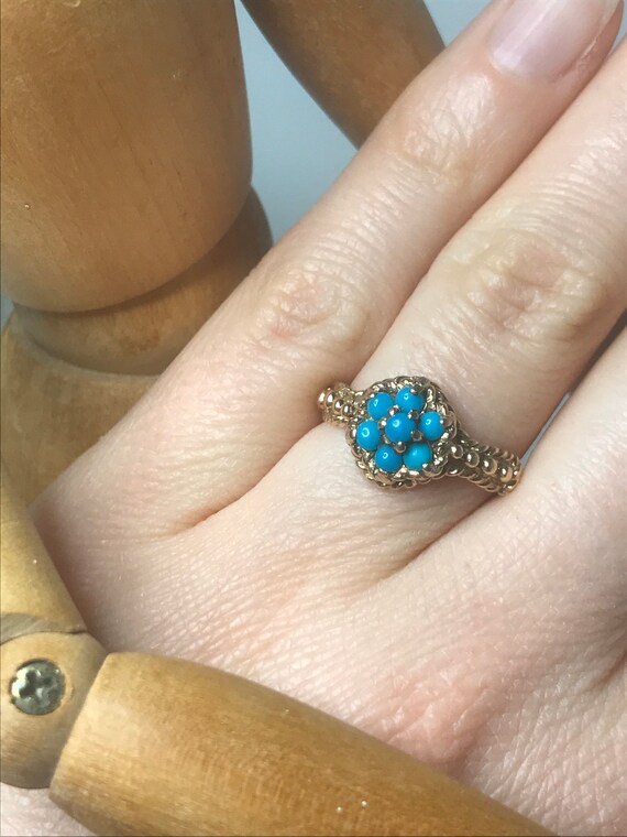 1973 9ct solid gold turquoise ring 9ct Birmingham… - image 1