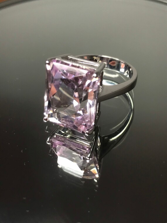 Pink cocktail ring 18ct solid gold engagement rin… - image 5