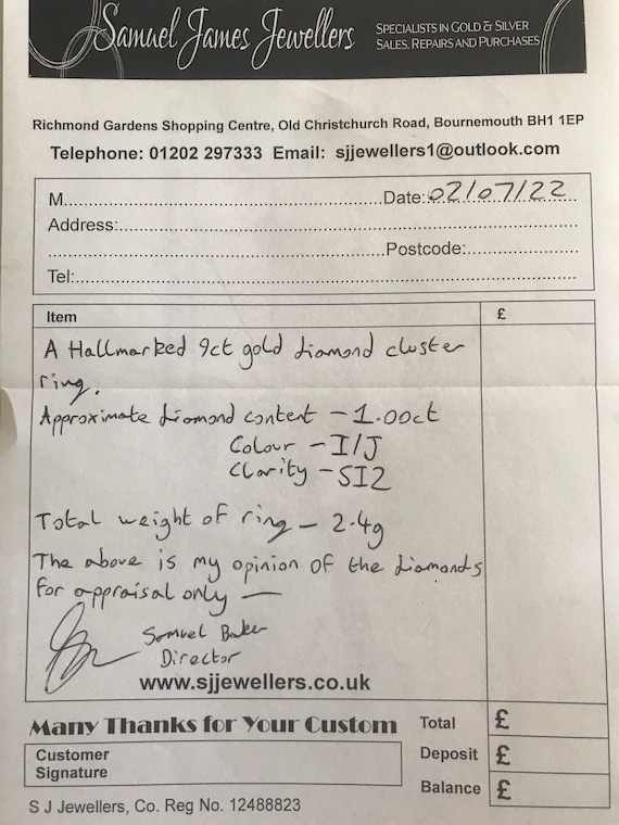 1ct Diamond cluster ring solid gold yellow gold V… - image 10