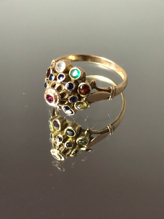 Multi-stone cocktail ring 14ct solid yellow gold … - image 9