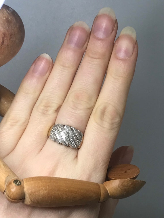 Diamond cluster ring solid yellow and white gold … - image 8