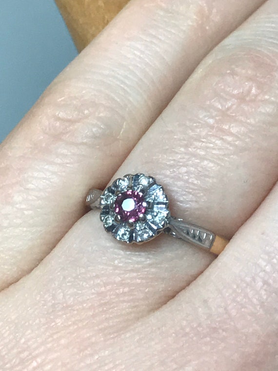 18ct solid gold diamond natural real ruby ring si… - image 7