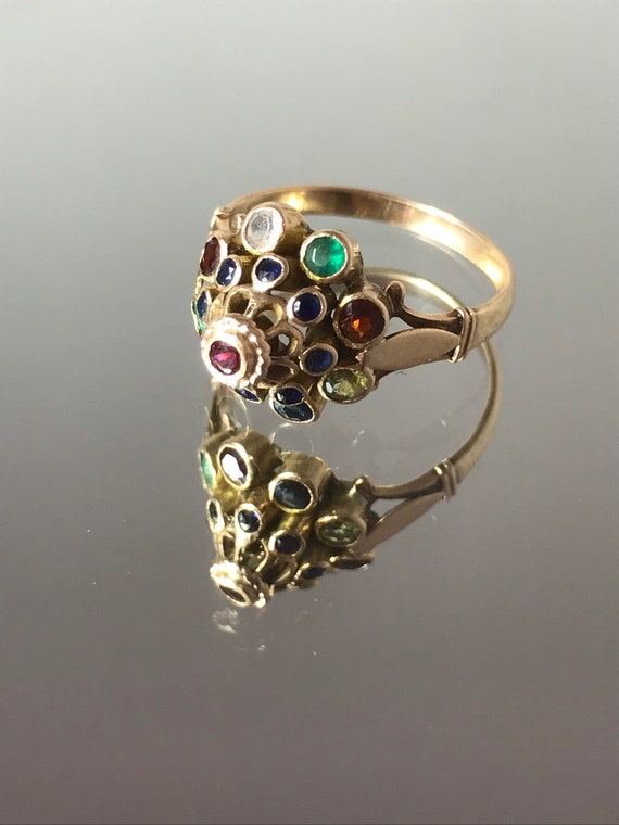 Multi-stone cocktail ring 14ct solid yellow gold … - image 2