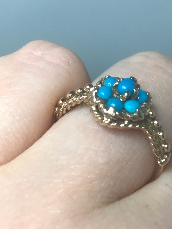 1973 9ct solid gold turquoise ring 9ct Birmingham… - image 3
