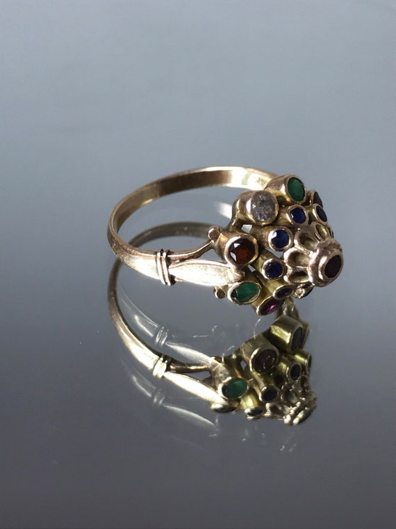 Multi-stone cocktail ring 14ct solid yellow gold … - image 5